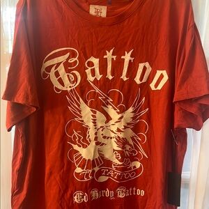 Ed Hardy 77 EAGLE Red Short Sleeve Tee Men’s X-Large with Vintage Designs
